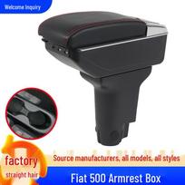 FIAT 500 Armrest Box (2012-2023) Center Console Accessory Single Layer Standard Black Red Stitch