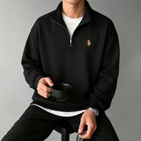 Men's Half-Zip Hoodie, Simple and Stylish Printed Stand-Up Collar Hoodie, Casual Long-Sleeve Fleece Stand-Up Collar Hoodie (Men's) L juoda