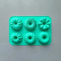 1 Pcs Silicone Donut Baking Molds Multicolor Doughnut Pans 6-Cavity Designs Donut Flower And Swirl Shaped Suitable For Baking žalia