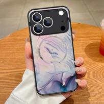 Thin Ring Magnetic For Magsafe Case For iPhone 17 Pro Max Case iPhone 16 15 14 13 Pro Max 17E Watercolor Marble Print Hybrid TPU+PC Matte Cover iPhone 15 Pro