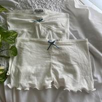 New European and American cross-border women's clothing lace tube top T-shirt shorts set, small fresh primer set S