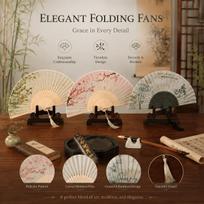 3pcs Elegant Chinese-style folding hand fan with floral painting and tassel decoration, a portable fan, traditional classic women's hand accessory, 3pcs