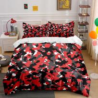 Red Black White Camouflage Bedding Set Bedding set (1 duvet cover, 2 pillowcases, duvet not included) 135x200cm