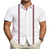 Single Tone Relaxed Collared Shirts, Plain Solid Cross Contrast Line Texture Short Sleeve Casual Tops S