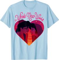 Hot Fashion Disney Aladdin Whole New World Jasmine Heart Graphic T-Shirt T-Shirt S-4XL Four Seasons Gift S