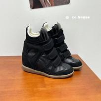 New shoes women's high-top color matching round head flat-soled casual shoes versatile Velcro sneakers women 35