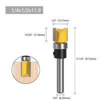 6.35m Shank Trim Router Bit with Bearing Drill Bit Durable Slotting Cutter  Woodworking Tool 1/4x1/2x11.9