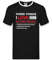 Three Things I Love Hockey - Mens Ringer - Field Ice XS