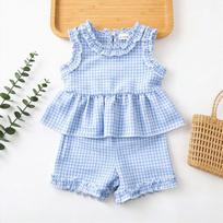 Baby Girls Ruffle Tank Top and Shorts Set, Summer Outfit for Infant Toddler, Adjustable Shoulder Straps, Soft and Breathable 2-Piece Clothing 100