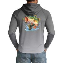 Men's 50+ Sun Hoodie, Long Sleeve Fishing Shirt with Stretch, Lightweight Outdoor Sports Top for Hiking, Running, and L