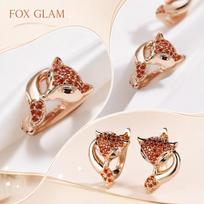 Cute 3D Ear Cuff Earrings in Champagne Gold and Garnet Red for Women Kids one size