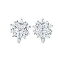 Plated Flower Design Clip- Earrings, Korean Fashion Jewelry one size