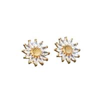 Sparkling Sunflower Stud Earrings for Women - Fashion Elegant Floral Ear Studs, Dazzling Design, High-End Jewelry one size