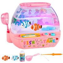 Gift Creative Artificial Aquarium Cartoon Lovely LED Light Up Tank with Music and Light Funny Mini Simulation Fish Tank Home