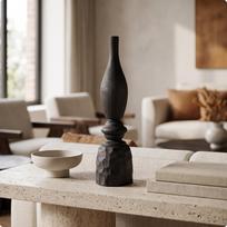 Wooden Sculpture Handmade Tabletop Abstract Wood Carving for Art Collectors, Living Room, Style a