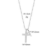 Joolim Zirconia Pave Double Cross Pendant Trendy Sweater Silver Color Necklace Stainless Steel  Jewelry