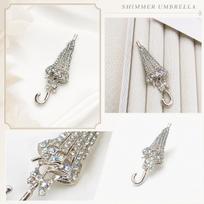 Umbrella Brooch Pin for Women, Elegant Lapel Pin, Dress Clasp & Waist , Sparkling Brooch one size