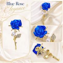 Vintage Brooch with Rhinestones and Pearls, Lapel Pin - YNCP7684 Blue one size