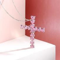 2023 New Cross Necklace Female 925 Sterling Silver Chain High Carbon Heart-shaped 55 Noble, Elegant and Shiny