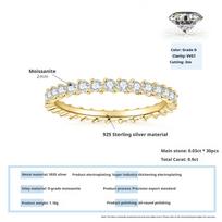 Minimalist Fine Jewelry S925 Silver Gold Plated Claw Setting Round Cut 0.9CT VVS GRA Moissanite Eternity Band Rings for Women Moissanite 0.9ct+GRA Certificate&4#