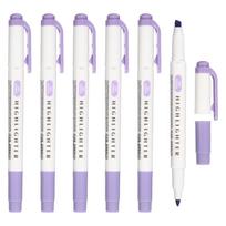 PATIKIL Highlight Set of Fine Marker Everyday Purple Pens, 6, Double-Ended (Broad & Tip), Pens, Stationery, Office, Home, Use,
