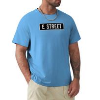 E Street, vintage street sign T-Shirt blacks anime boys animal print customs plain white t shirts men S