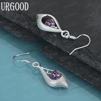 925 prabos sidabro violetinės spalvos AAA cirkonio pakabukas Auskarai-vėrimai Madingas žavesys Išskirtiniai vestuviniai papuošalai 2.30*1.00cm gray