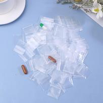 100 vnt. PE plastikiniai pakavimo maišeliai su užtrauktuku, maišeliai tablečių pakavimui, mini užspaudžiami maišeliai, maišelis su užtrauktuku, užspaudžiamas maišelis 2,5x3 cm
