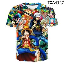 Summer Round Neck 3D Printed Anime  One Piece  Luffy Pattern Top Fashionable Casual Short Sleeved Children's Boy T-shirts 110