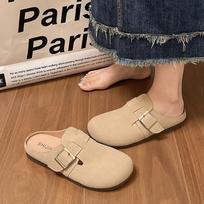New Style Fashion Women's Clogs Mules Cork Slippers Outdoor Mules Suede Shoes with Arch Support Leather Sandals Zapatos Mujer 37