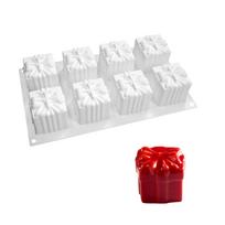 8-cavity Gift Box Silicone Mold Fondant Chocolate Mold Mousse Cake Decorating Tools DIY Candle Soap Mold Easy Clean