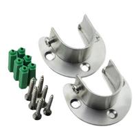 Stainless Steel Round Tube Wall Mounted Brackets Wardrobe Rod Brackets for Curtain Clothing Towel Rod