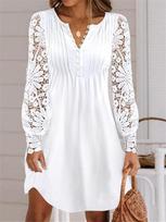 Tume large size women's clothing new casual lace splicing solid color dress women S balta