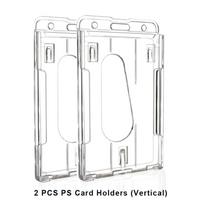 1/2Pcs Transparent Card Holder Cases Retractable Keychain Scratch-Proof Student Office Id Bank Card Tab Cases white