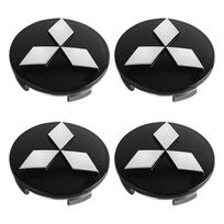4PCS Car Wheel Hub Cover 3D Metal Rim Center Cap Decals Waterproof For Mitsubishi ASX I200 Outlander Pajero Eclipse Lancer juoda