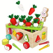 Montessori Colorful Wooden Educational Toys Set Boosts Fine Motor Skills with Fun Farm & Orchard Puzzle Games for Ages 1-3 Gifts