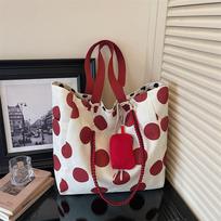 Polka Dot Pattern Tote Bag Large Capacity Shoulder Bags Ctrast Color Design Big Bags Fashi Daily Shopping Handbag For Women raudona