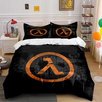 Orange Lambda Symbol Bedding Set Bedding set (1 duvet cover, 2 pillowcases, duvet not included) 135x200cm