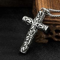 Celtic knot carved cross high-end high-quality hollow titanium steel necklace, a great gift, made of titanium steel, attractive and durable, suitable Steel Color