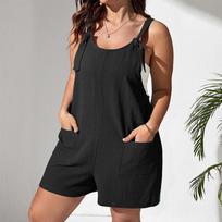 2023 summer new cross-border European and American women's clothing large size casual suspender pocket vest jumpsuit women's clothing XL
