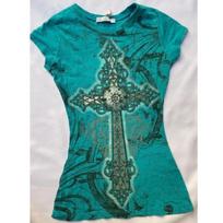 VAYLA Y2k Tshirt Cross Print Goth Woman Clothing Punk Short Sleeve Slim Vintage Japan 2000s Harajuku O-neck Emo Crop Top Grunge Summer S