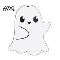 Lightweight Wood Holiday Charms Wooden Ghost Hanging Sign Spooky Halloween Sign with Jute Rope Cute Kindergarten Classroom Decorations Party Decor I