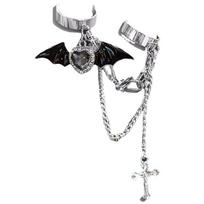 Korean Style Double Finger Ring with Chain Geometric Cross Rhinestone Finger Buckle  Friend Evil Cross Ring