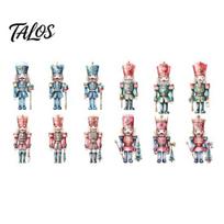 Fairy Tale Christmas Theme 12/24/36Pcs Nutcracker Wooden Ornaments, Watercolor Soldier Hanging Decoration Classic Ornament Set for Tree, Holiday Decor 12pcs