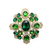 Vintage Green Cross Brooch for Women Suit Lapel Pin one size