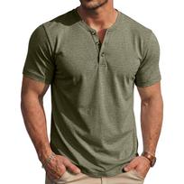 Men's Summer Casual Slim Fit Slub Cotton Short Sleeve T-Shirt (Vintage ) L