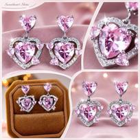 Fashion CZ Set Heart Stud Earrings one size