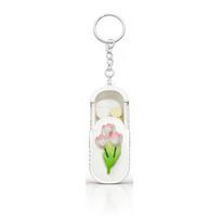 Fashion Tulip Pattern Portable Pill Case Waterproof Compact Keychain Pill Organizer Dispenser Convenient Mini Pill Box Daily Use
