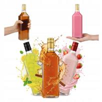5x Glass Bottles for Whisky Liqueurs 500ml with Cap for Alcohol Wine 0.5l
