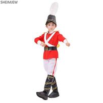 Fairy Tale Toy Soldier Costume Boys Children Halloween Role Play Unisex Nutcracker Army Uniform Stage Party Fancy Dress Costume 110